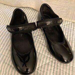 Danskin Freestyle Tap Dance Shoes Black Patent Size 10 Mary Jane Hook n Loop